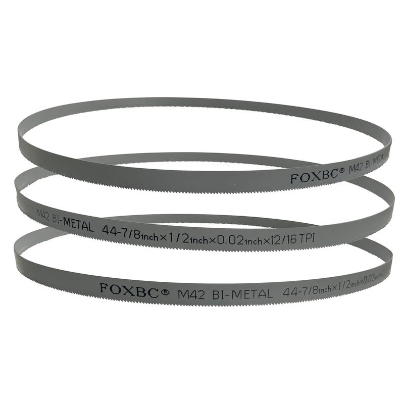 FOXBC 44-7/8-inch Bandsaw Blades 12/16 TPI, 44-7/8" x 1/2" x .020" 12/16 TPI, Replacement for DeWalt, Milwaukee Portable Band Saw, 3-Pack - Image 1